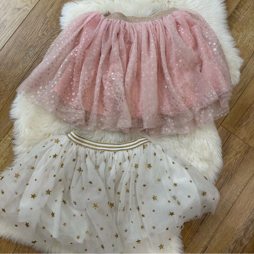 Zunie Pink and White Tutus  with Glitter Accents
